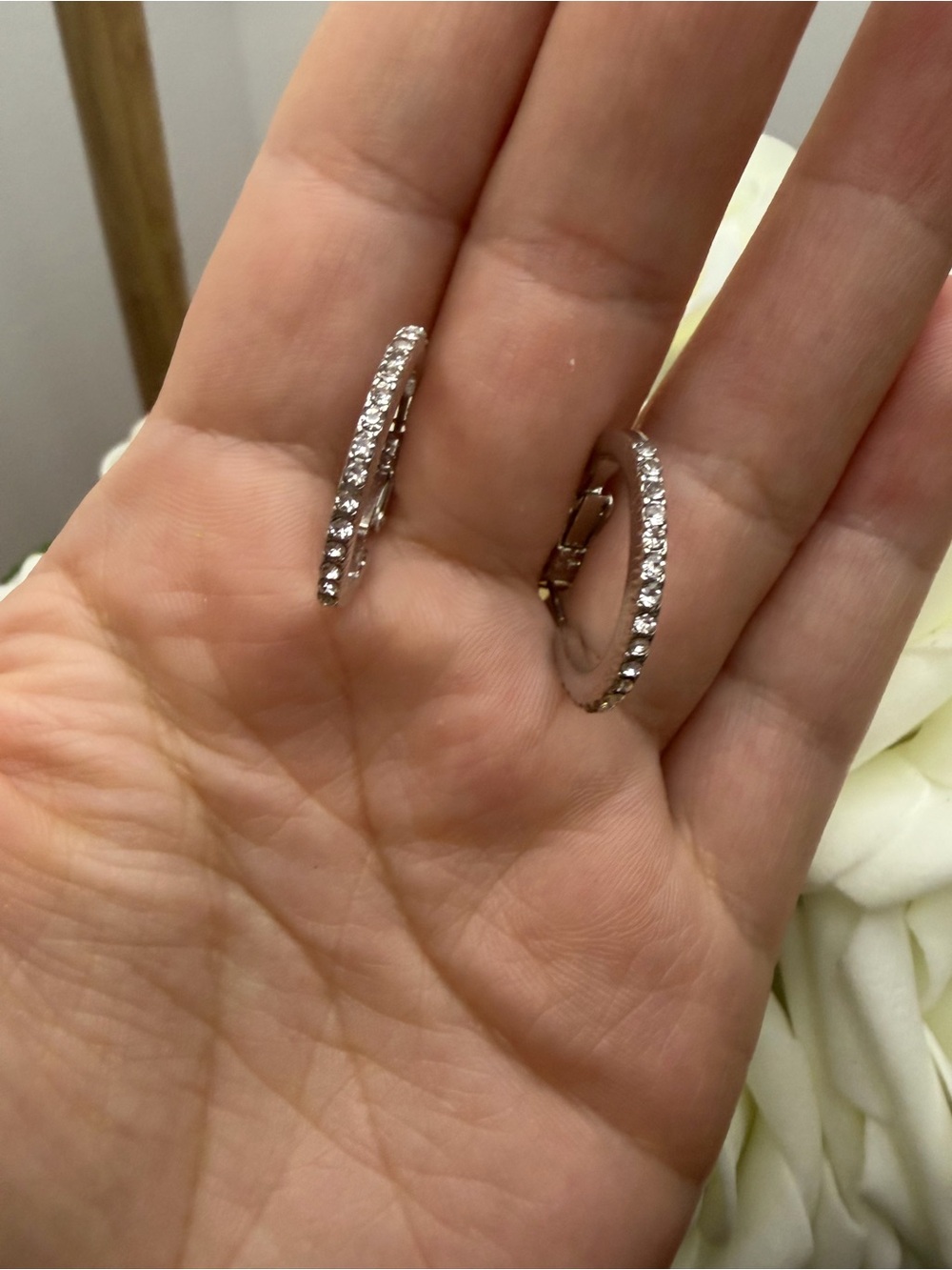 Classic Silver Crystal Hoop Earrings - Sparkling Pavé Accent
